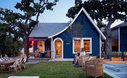Blue bungalow home in Clarkesville, Central Austin
